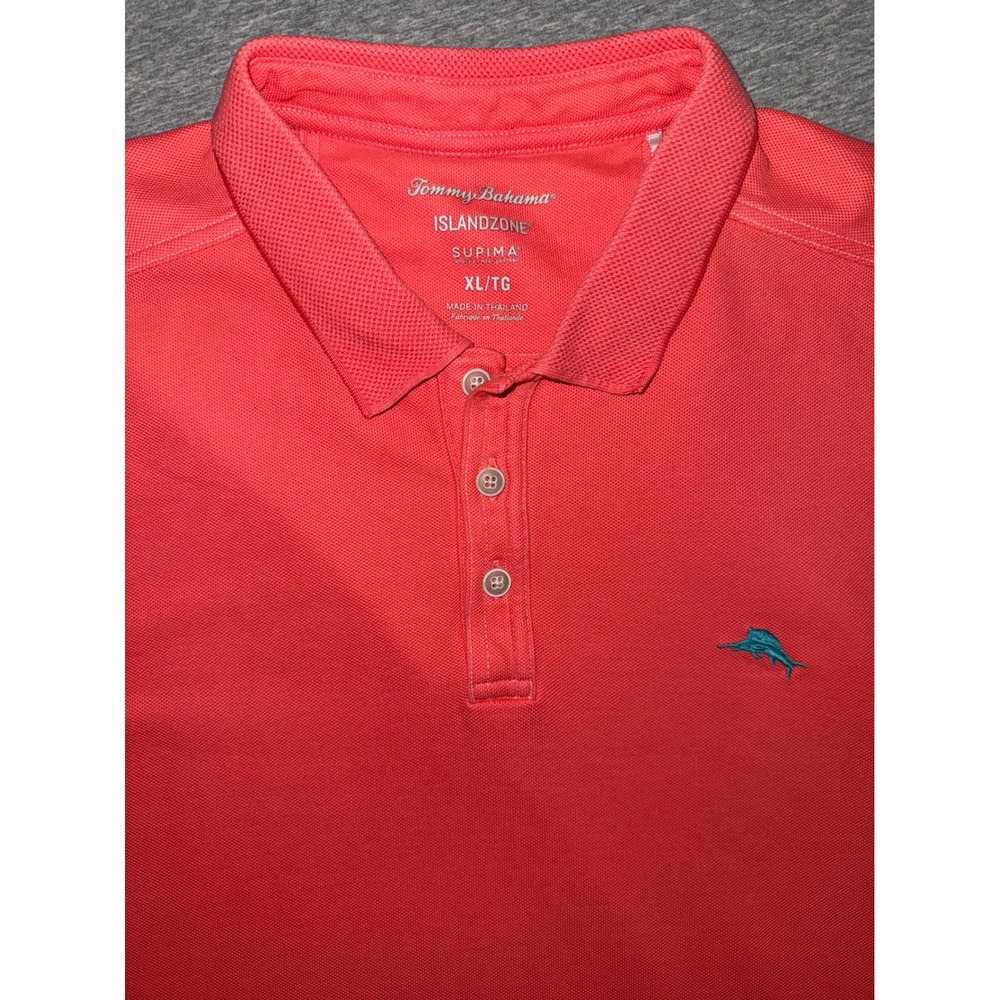 Tommy Bahama Mens IslandZone Supima Polo Shirt Coral Red Resort Coastal Golf XL